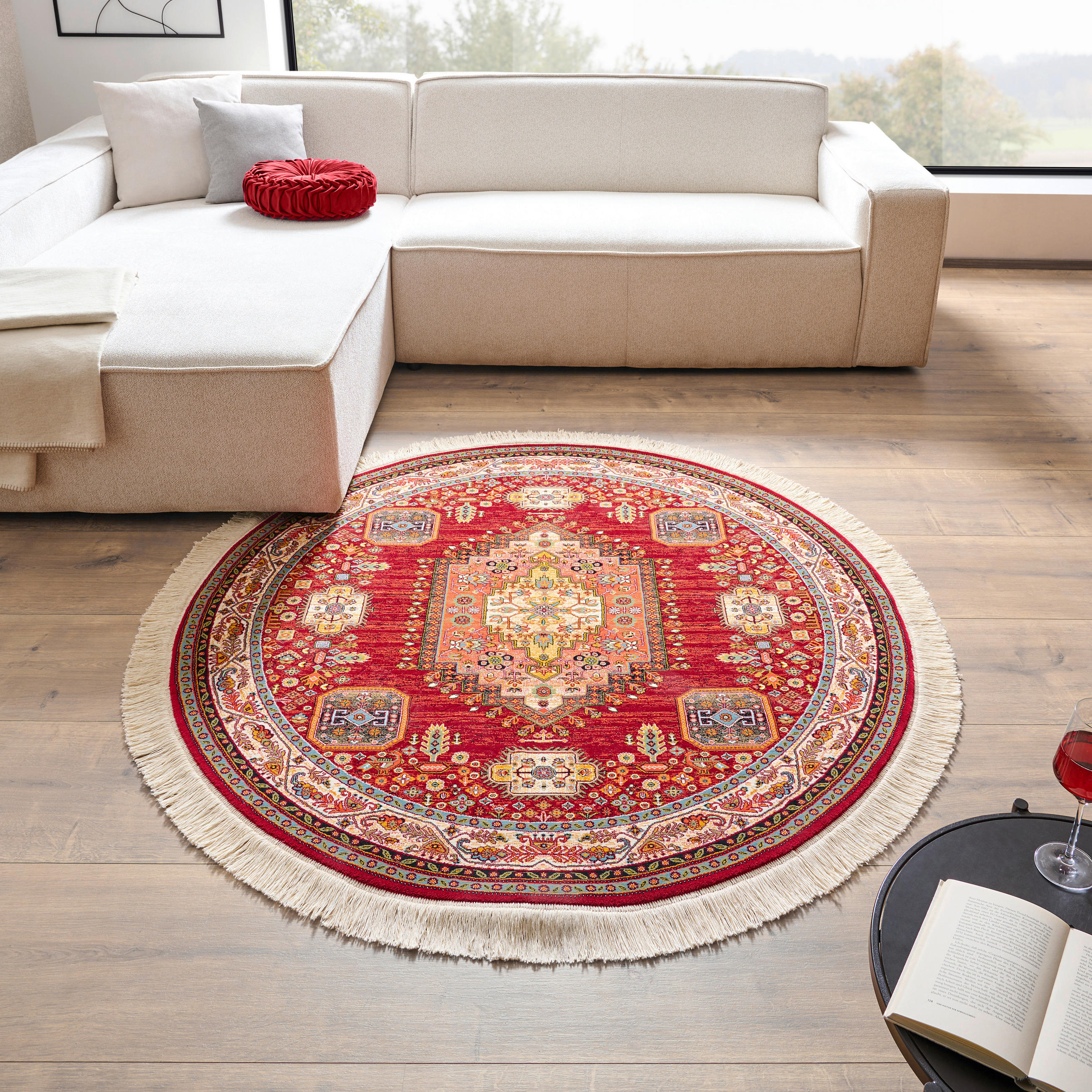 COVOR ȚESUT ABADEH ROT  - roșu, Lifestyle, textil (150/150cm) - Cazaris