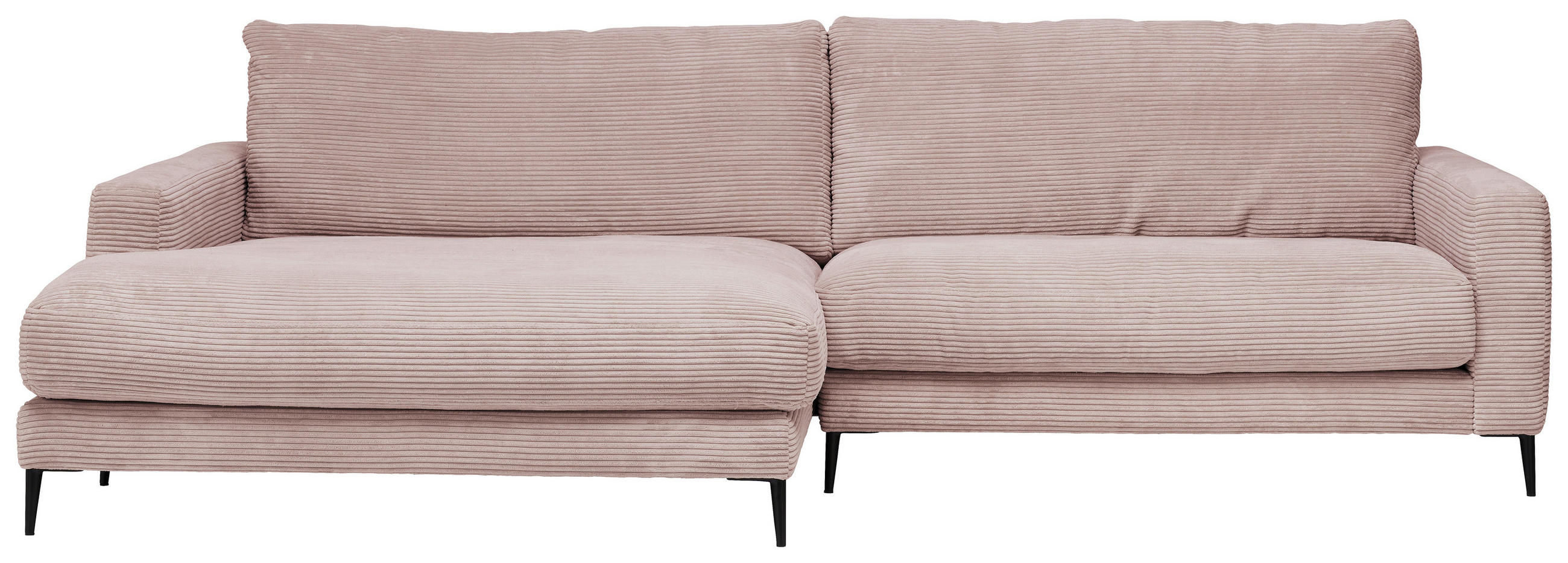 ECKSOFA Rosa Cord  - Schwarz/Rosa, Design, Textil/Metall (190/272cm) - Pure Home Lifestyle