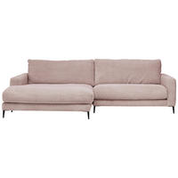 ECKSOFA Rosa Cord  - Schwarz/Rosa, Design, Textil/Metall (190/272cm) - Pure Home Lifestyle