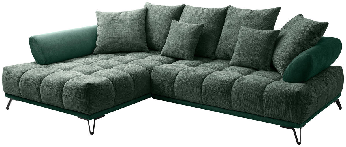 HÖRNSOFFA i chenille mörkgrön  - svart/mörkgrön, Modern, metall/textil (184/262cm) - MID.YOU