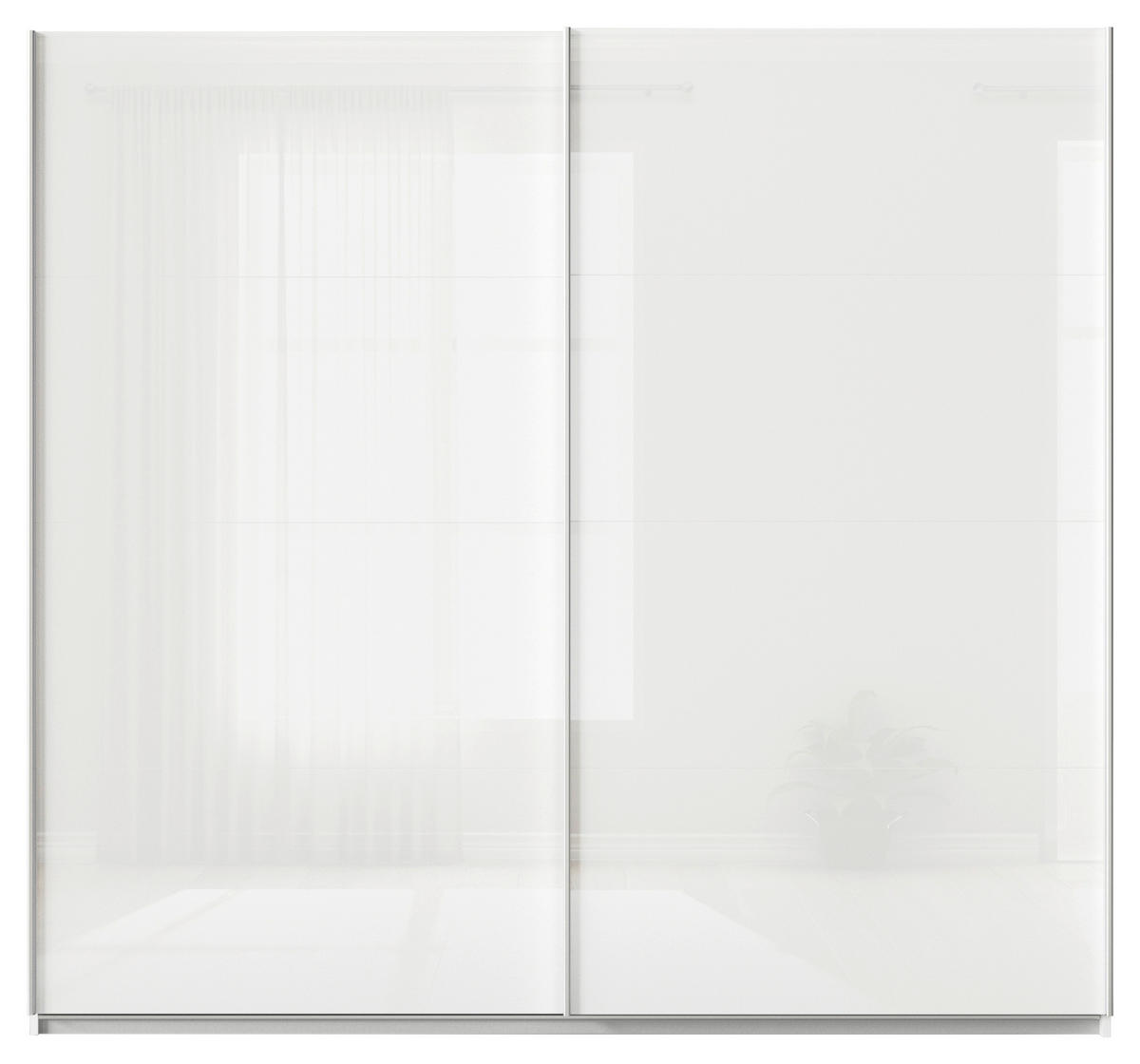 SCHWEBETÜRENSCHRANK  in Weiß  - Alufarben/Weiß, KONVENTIONELL, Glas/Holzwerkstoff (225/210/62cm) - Xora