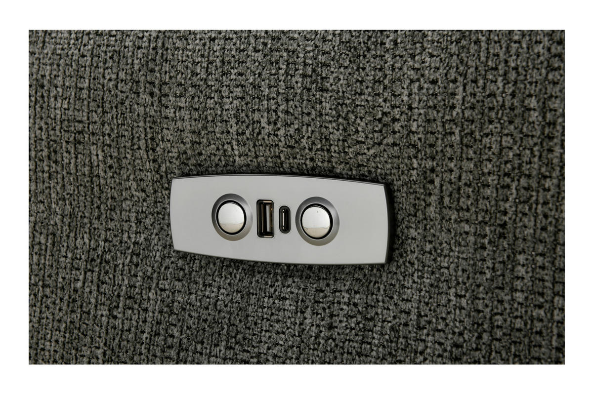 2-SITZER-SOFA Webstoff Hellgrau  - Hellgrau/Schwarz, KONVENTIONELL, Kunststoff/Textil (196/99/92cm) - Livetastic