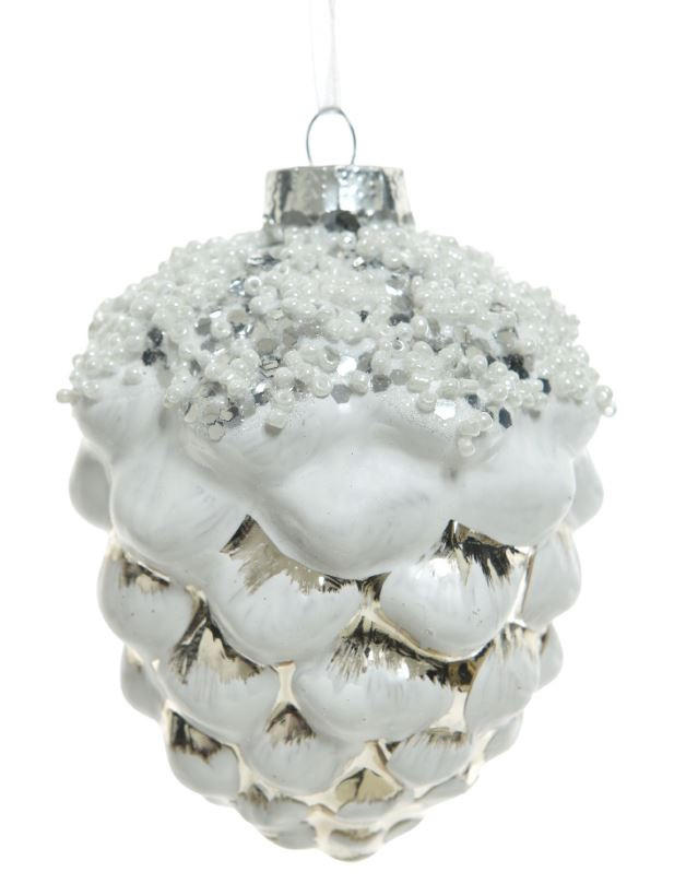 con brad decorativ - alb, Basics, sticlă (9,00/9,00/7,50cm) - X-Mas