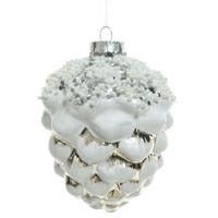 con brad decorativ - alb, Basics, sticlă (9,00/9,00/7,50cm) - X-Mas