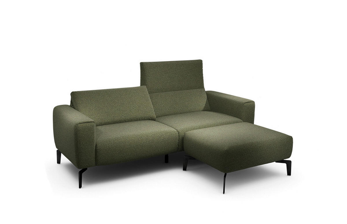 2,5-Sitzer inkl. Hocker Chenille Waldgrün  - Waldgrün/Schwarz, Design, Textil/Metall (220/86/86-94cm) - SENSOO