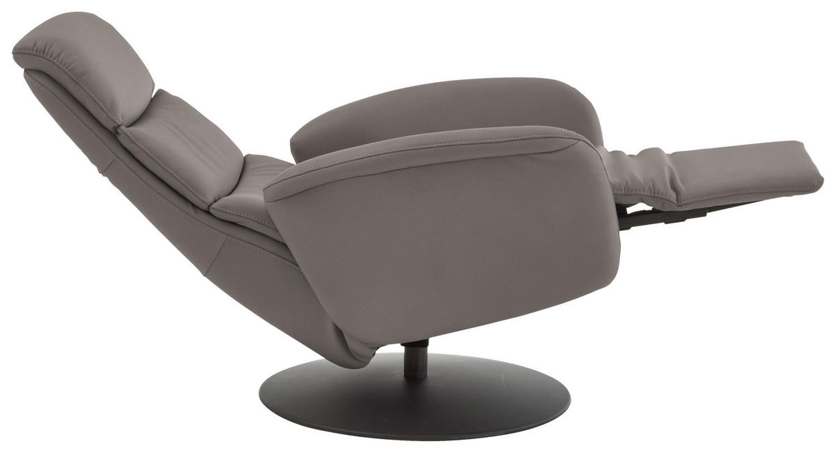 RELAXSESSEL in Leder Hellgrau  - Hellgrau/Schwarz, Design, Leder/Metall (76/108/86cm) - Dieter Knoll