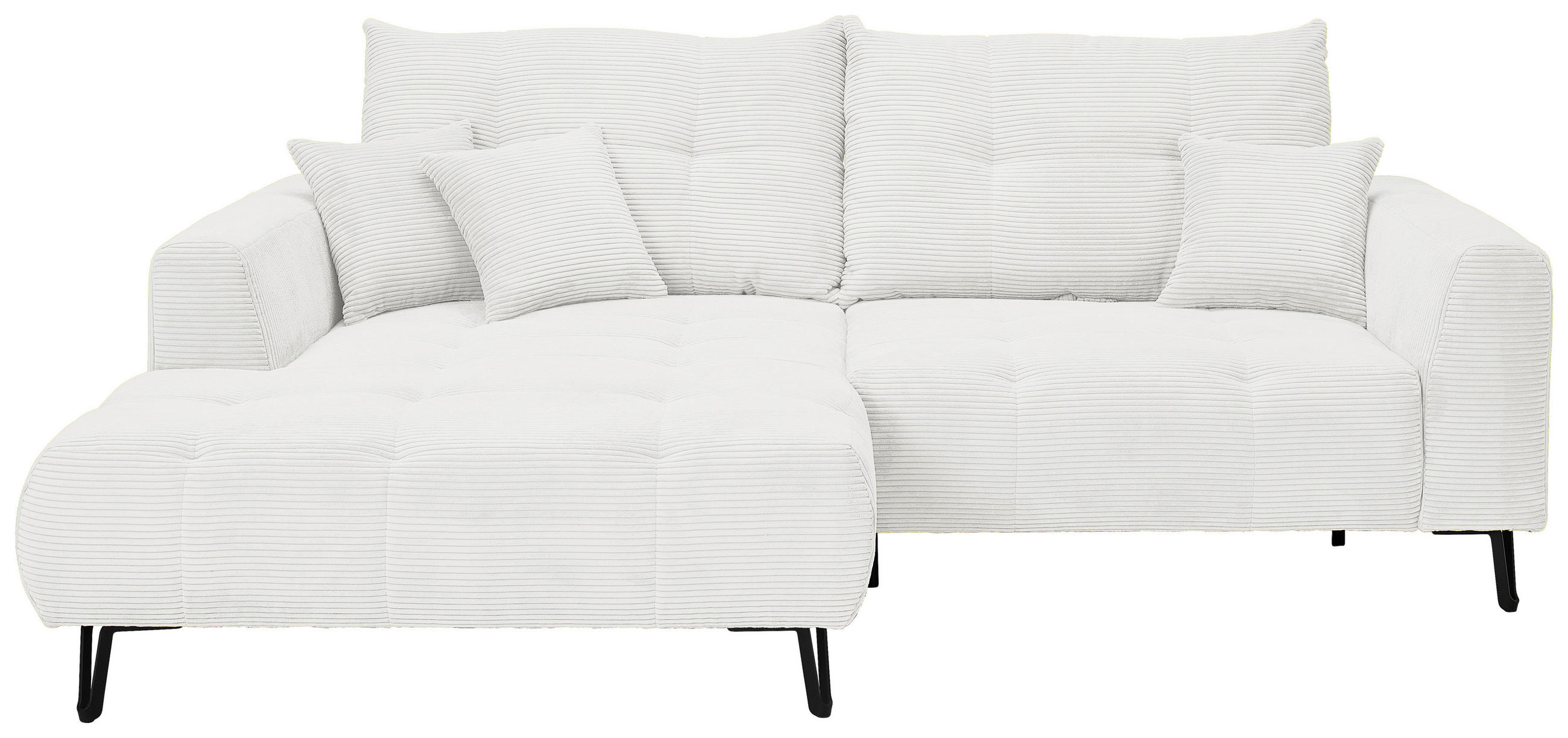 ECKSOFA Weiß Cord  - Schwarz/Weiß, KONVENTIONELL, Textil/Metall (185/250cm) - Carryhome
