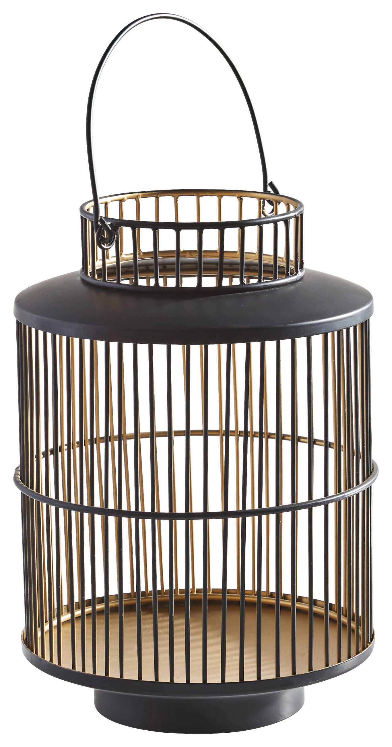 LATERNE - Goldfarben/Schwarz, Design, Metall (16/25cm) - Ambia Home