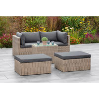 LOUNGEGARNITUR 12-teilig   88/65/68 cm Aluminium  - Dunkelgrau/Grau, KONVENTIONELL, Glas/Kunststoff (88/65/68cm) - Gardenson
