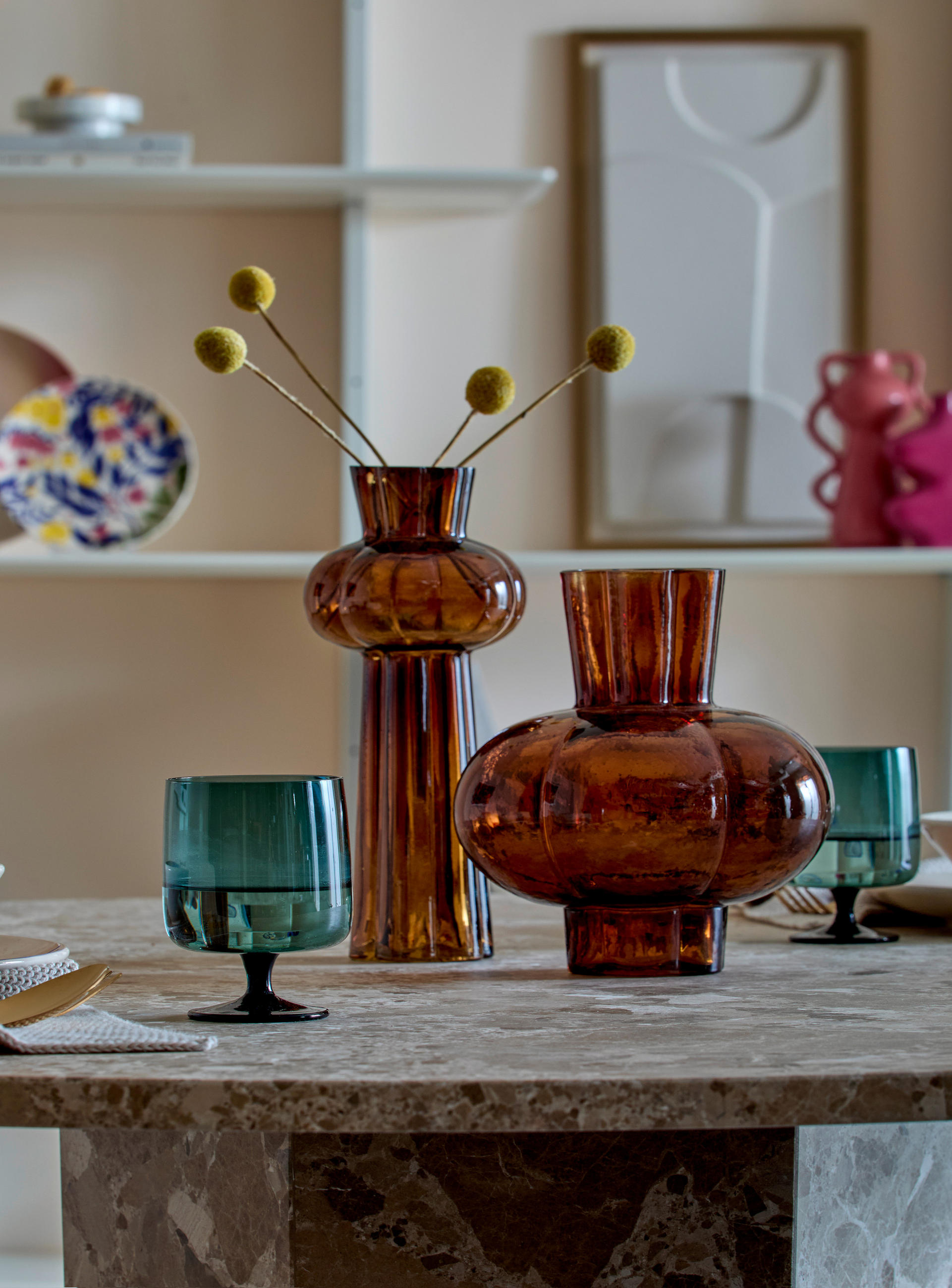VASE 20 cm  - Hellbraun, Basics, Glas (19/20cm) - Boltze Home