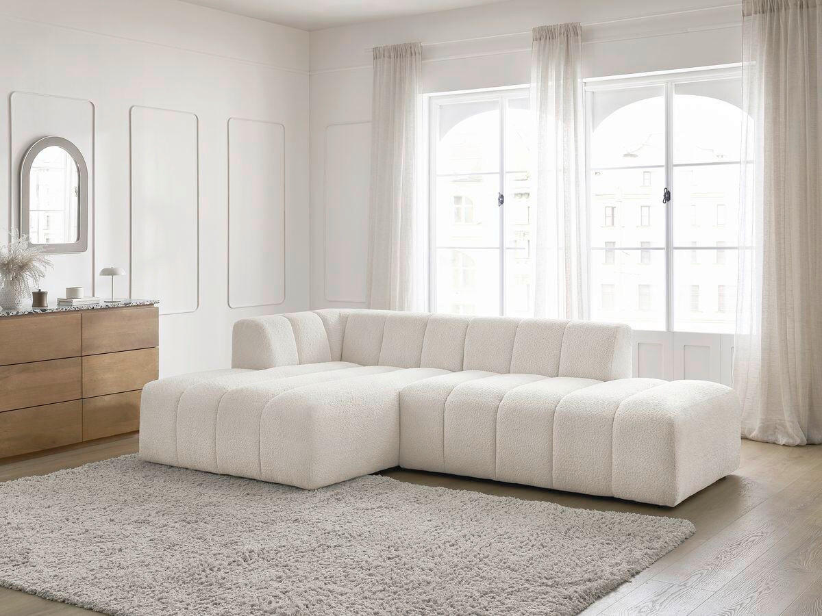 ECKSOFA  ANNECY Weiß Bouclé  - Schwarz/Weiß, MODERN, Kunststoff/Textil (170/262cm)