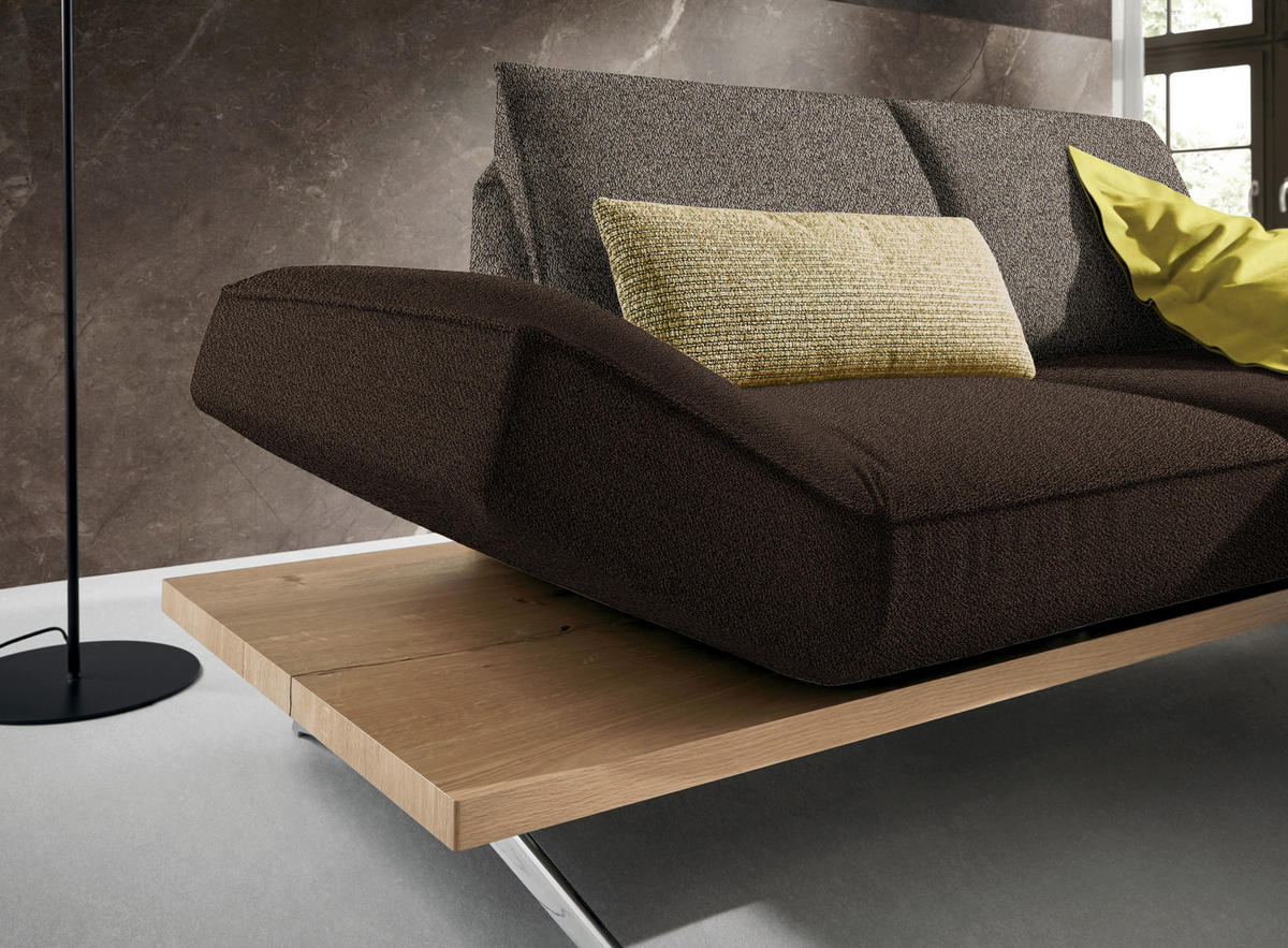 ECKSOFA in Flachgewebe Braun  240/132 cm  - Chromfarben/Braun, Design, Holz/Textil (240/132cm) - Koinor