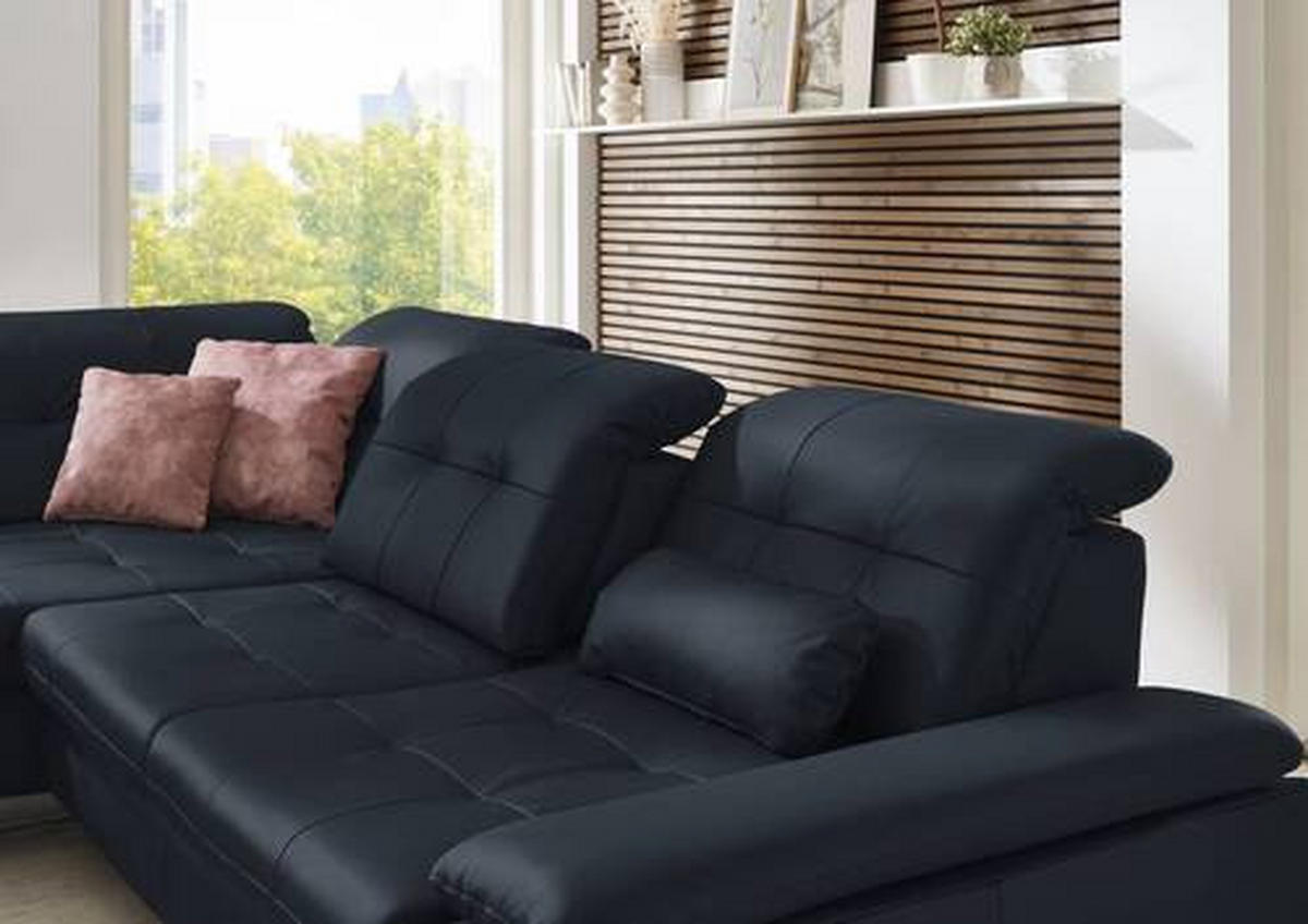 ECKSOFA in Echtleder Dunkelblau  - Dunkelblau, Basics, Leder/Metall (211/309cm) - Beldomo Speed
