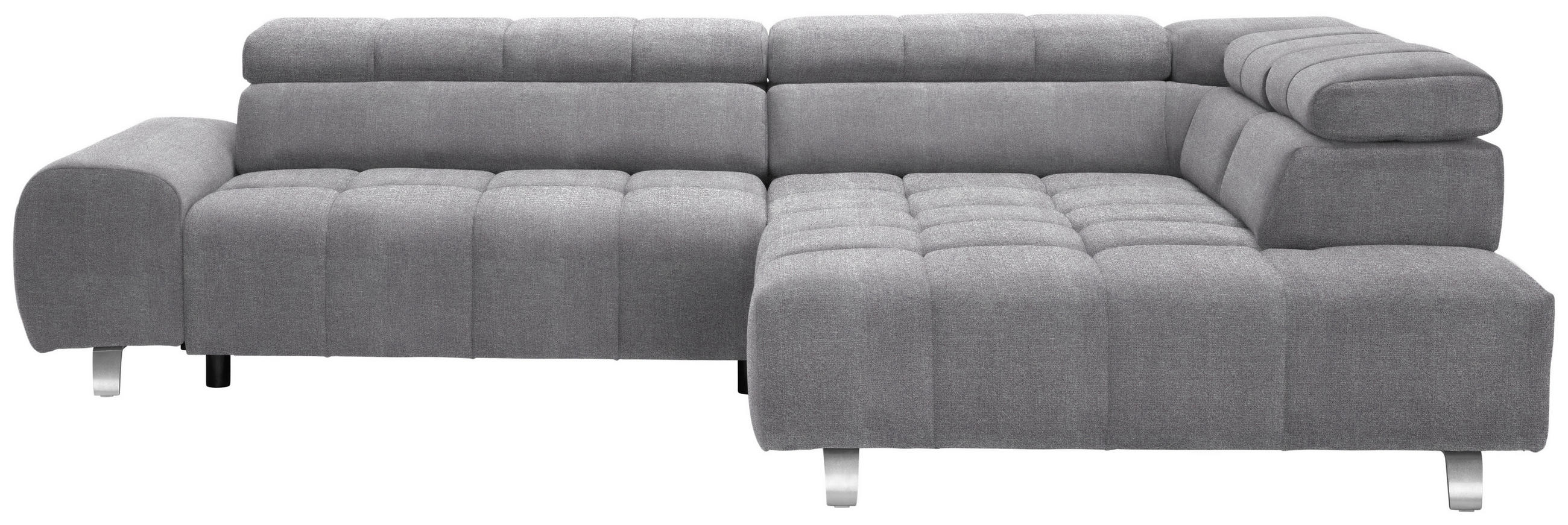 ECKSOFA in Webstoff Grau  295/201 cm  - Silberfarben/Grau, Design, Textil/Metall (295/201cm) - Hom`in