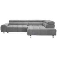 ECKSOFA Grau Webstoff  - Silberfarben/Grau, Design, Textil/Metall (295/201cm) - Hom`in