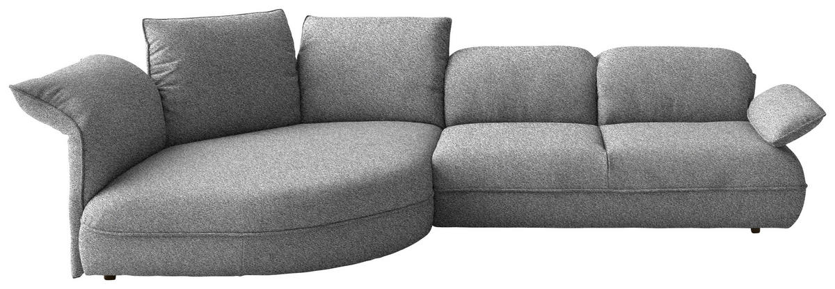 ECKSOFA Chenille Grau  - Schwarz/Grau, Design, Kunststoff/Textil (154/343cm) - Koinor