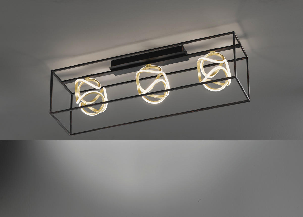 LED-TAKLAMPA 46 W  - svart/guldfärgad, Design, metall (108/26cm) - Fischer & Honsel