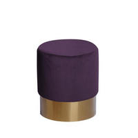 HOCKER Samt Kiefer Violett  - Violett/Goldfarben, Basics, Holz/Textil (35/42cm) - Kayoom