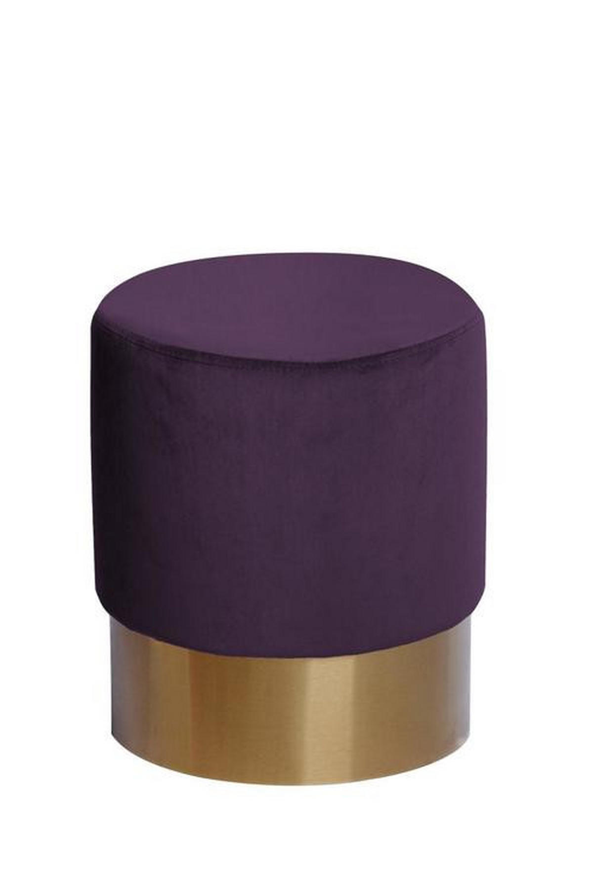 HOCKER Samt Kiefer Violett  - Violett/Goldfarben, Basics, Holz/Textil (35/42cm) - Kayoom