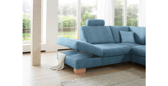 ECKSOFA in Mikrofaser Hellblau  - Wildeiche/Beige, KONVENTIONELL, Holz/Textil (236/286cm) - Voleo