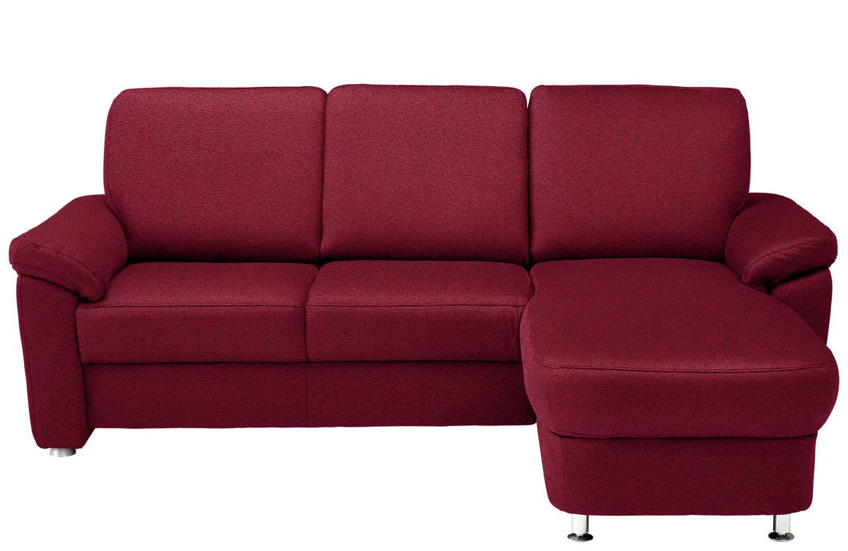 ECKSOFA  in Webstoff Weinrot  220/163 cm  - Chromfarben/Weinrot, KONVENTIONELL, Textil/Metall (220/163cm) - Beldomo System