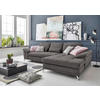 ECKSOFA Grau Flachgewebe  - Silberfarben/Grau, KONVENTIONELL, Textil/Metall (301/176cm) - Sit & More