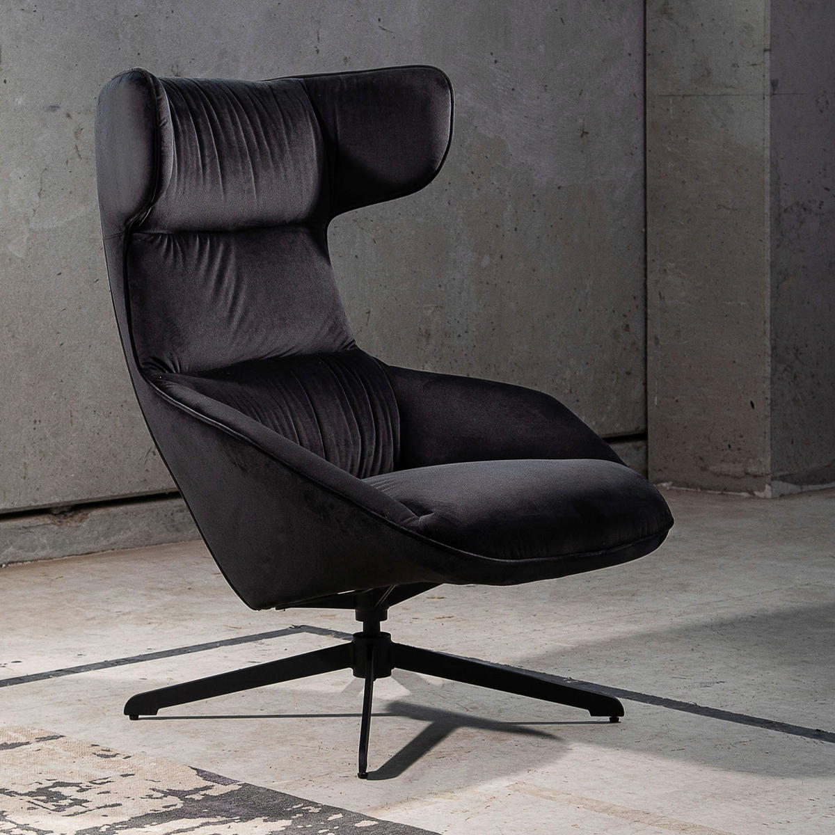 FÅTÖLJ i textil svart  - svart, Klassisk, textil (76/103/93cm) - Livetastic