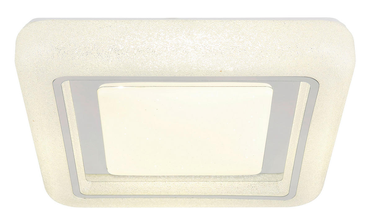 LED-DECKENLEUCHTE 38/38/7,5 cm   - Klar/Chromfarben, KONVENTIONELL, Kunststoff/Metall (38/38/7,5cm) - Globo