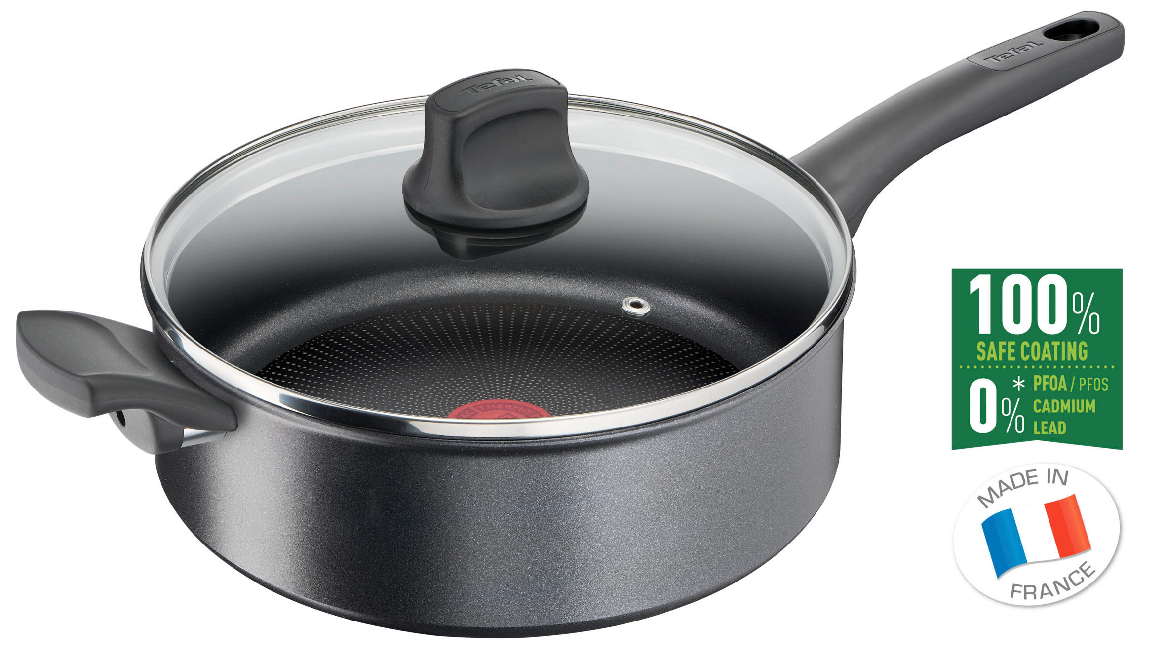 SERPENYŐ 26 cm  - fekete/áttetsző, Basics, üveg/fém (26cm) - Tefal