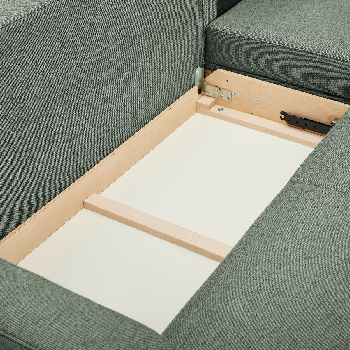 ECKSOFA in Flachgewebe Salbeigrün  - Salbeigrün/Eiche Wotan, Konventionell, Holz/Textil (255/157cm) - Carryhome