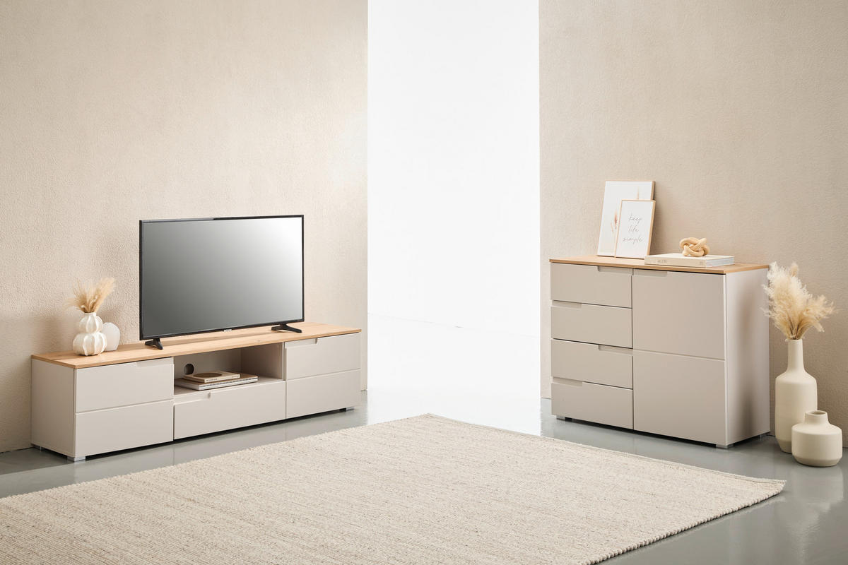 NÍZKÁ KOMODA, kašmírová, dub artisan, 165/42/40 cm - kašmírová/dub artisan, Design, kompozitní dřevo/plast (165/42/40cm) - MID.YOU