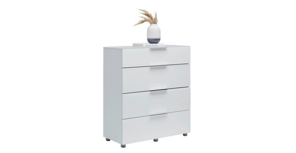 KOMMODE  in 90/101/40 cm  - Chromfarben/Weiß Hochglanz, Basics, Glas/Holzwerkstoff (90/101/40cm) - Voleo
