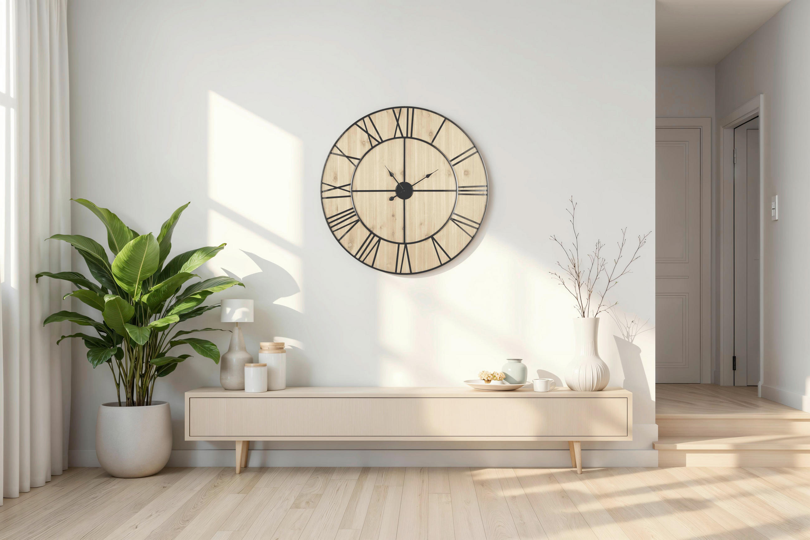 WANDSPIEGEL Schwarz  - Schwarz/Naturfarben, Design, Holzwerkstoff/Metall (96/96/3cm) - MID.YOU