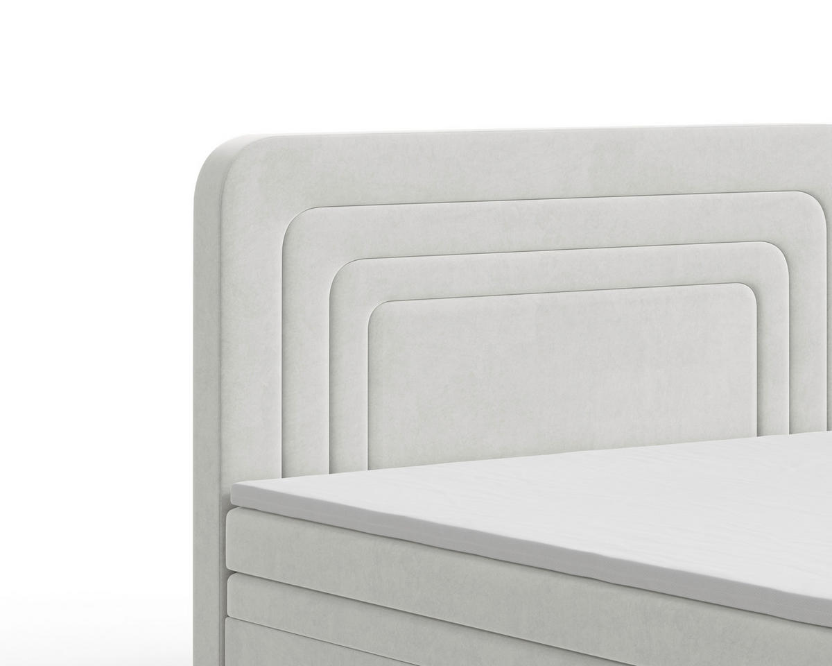 BOXBETT 160/200 cm,  in Creme, gepolstertes Kopfteil, Bettkasten, Topper, H2 + H3 = mittel + fest  - Creme/Bronzefarben, MODERN, Holz/Kunststoff (160/200cm) - Livetastic