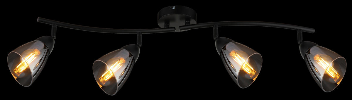 STRAHLER Paula 70/10/21 cm  - Schwarz/Grau, Design, Glas/Metall (70/10/21cm) - Globo
