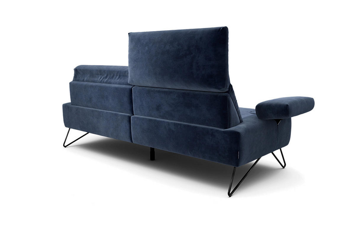 2,5-SITZER Samt Dunkelblau  - Schwarz/Dunkelblau, Design, Textil/Metall (204-234/85/86-94cm) - SENSOO