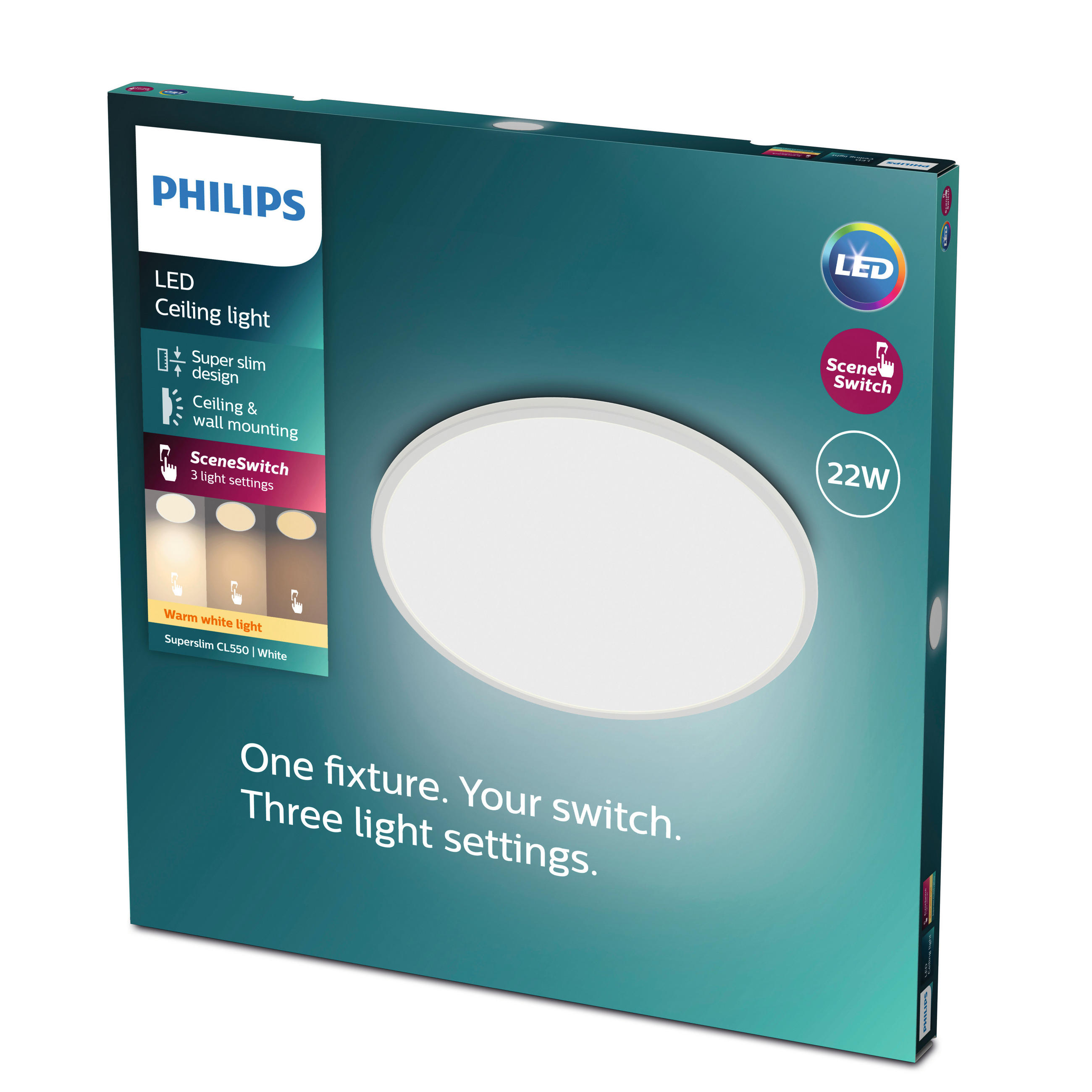 DECKENLEUCHTE Superslim 42,5/43/2,8 cm   - Weiß, KONVENTIONELL, Kunststoff (42,5/43/2,8cm) - Philips