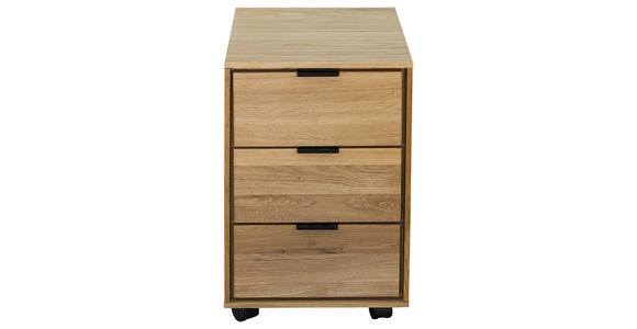 ROLLCONTAINER 38/59/47 cm  - Eichefarben/Schwarz, Natur, Holz/Holzwerkstoff (38/59/47cm) - Linea Natura