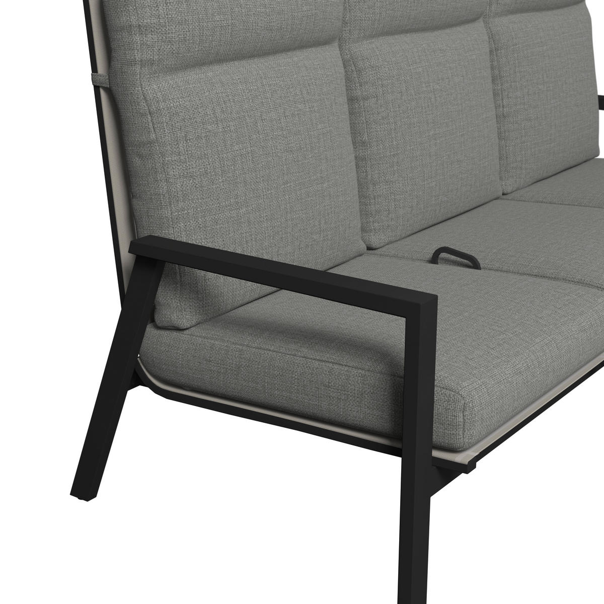 3-SITZER-BANK 196/97/87 cm  in Anthrazit, Grau  - Anthrazit/Grau, Design, Textil/Metall (196/97/87cm) - Amatio