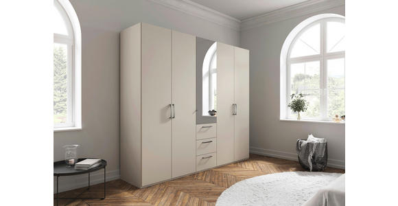 DREHTÜRENSCHRANK 251/235/61 cm,  in Champagner, 5-türig  - Chromfarben/Edelstahlfarben, Basics, Glas/Holzwerkstoff (251/235/61cm) - Novel