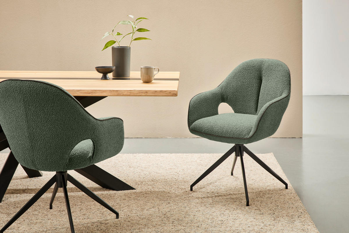 ARMLEHNSTUHL  in Eisen Leinenoptik  - Schwarz/Hellgrün, Design, Textil/Metall (62/85/64cm) - Novel