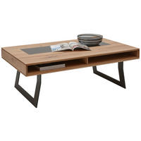 COUCHTISCH Kerneiche vollmassiv ESG 125/75/43 cm rechteckig Anthrazit, Eichefarben  - Eichefarben/Anthrazit, Natur, Glas/Holz (125/75/43cm) - Valnatura