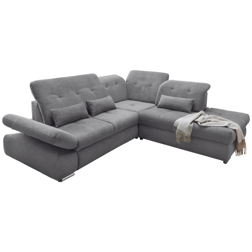 Thumbnail - Livetastic Ecksofa Dalida, Dunkelgrau, Textil, Uni, 5-Sitzer, Füllung: Schaumstoff, Ottomane rechts, L-Form, 280x254 cm,...