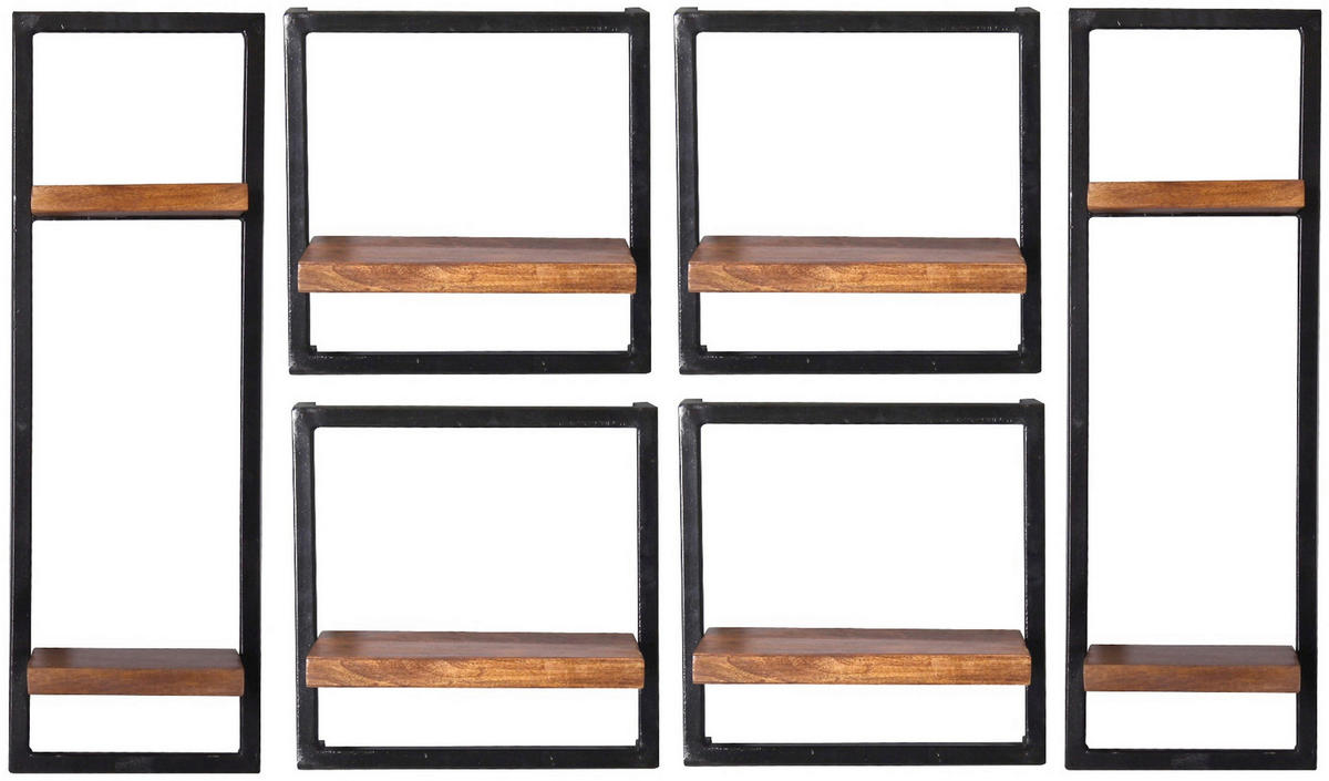 WANDREGALSET 135/75/25 cm  - Schwarz/Naturfarben, Design, Holz/Metall (135/75/25cm) - MID.YOU