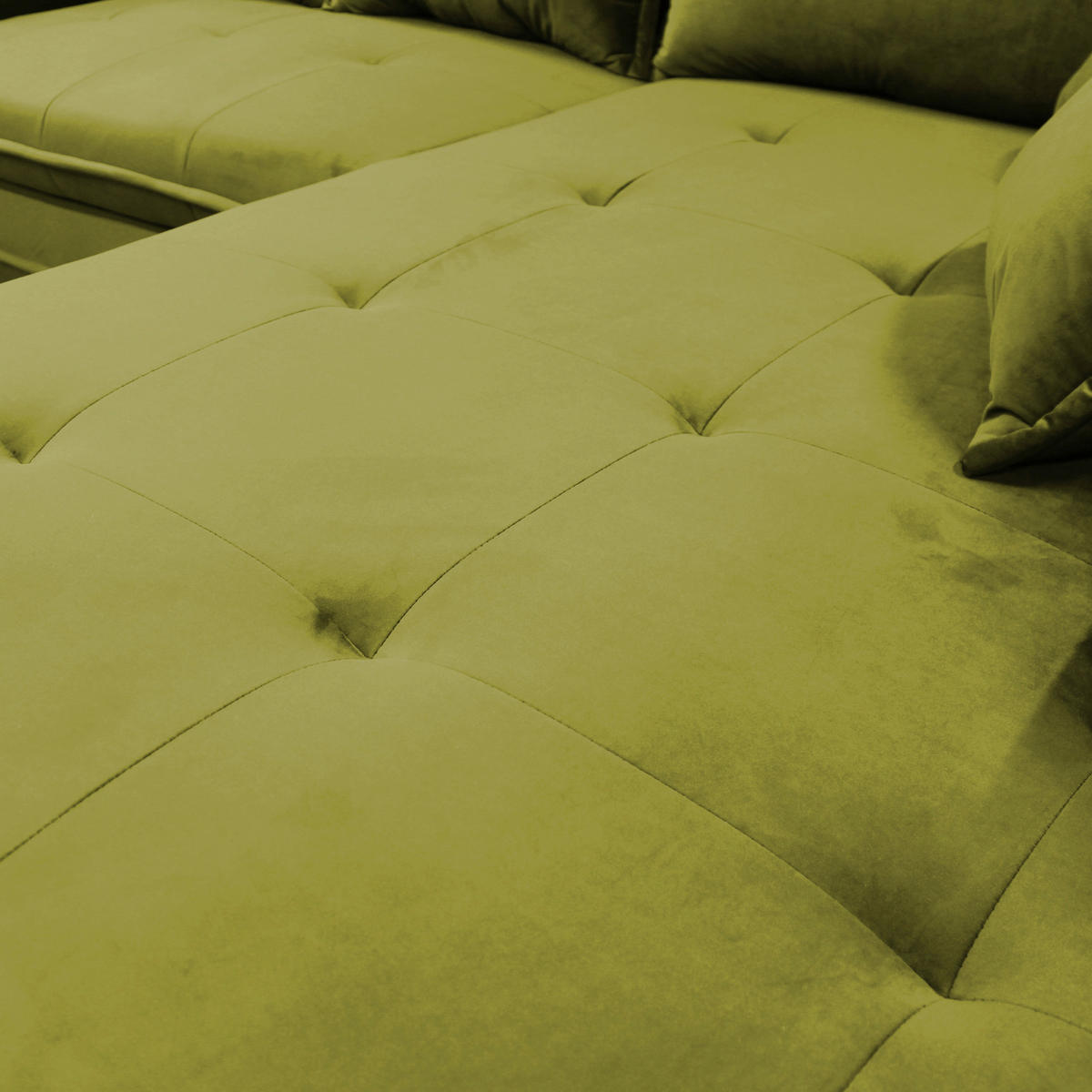 ECKSCHLAFSOFA  mit Rücken echt, Armteil rechts Velours Hellgrün  - Schwarz/Hellgrün, Design, Textil/Metall (277/187cm) - Livetastic