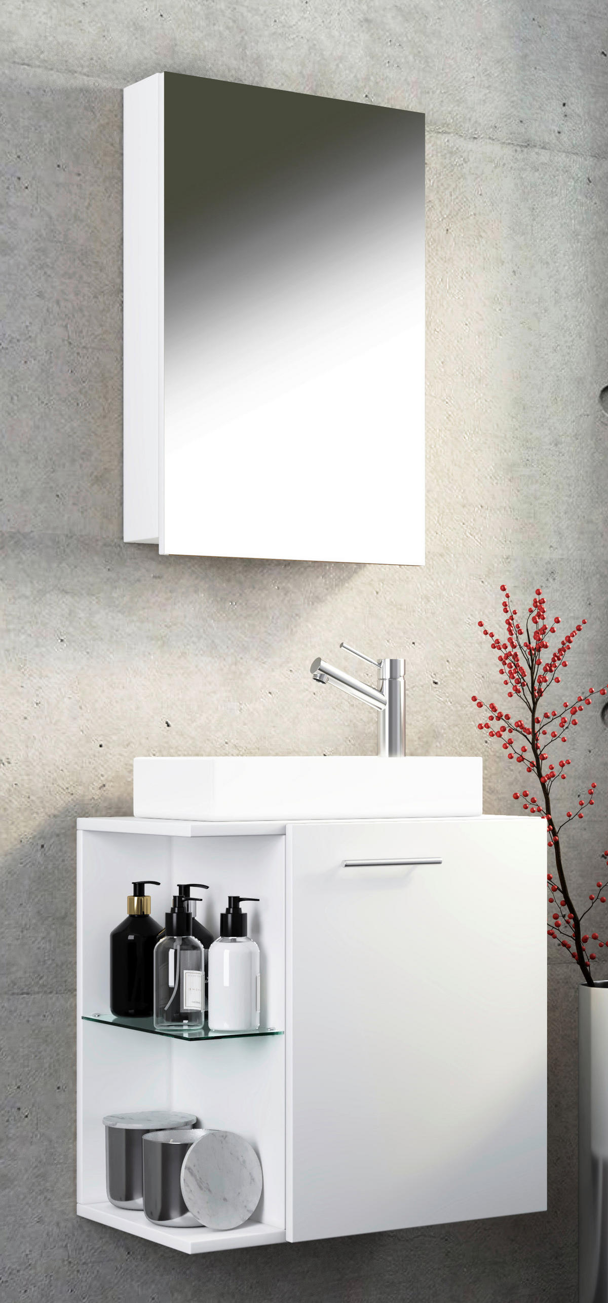 GÄSTEBAD 52 cm  - Weiß, MODERN, Keramik/Holzwerkstoff (52cm) - MID.YOU