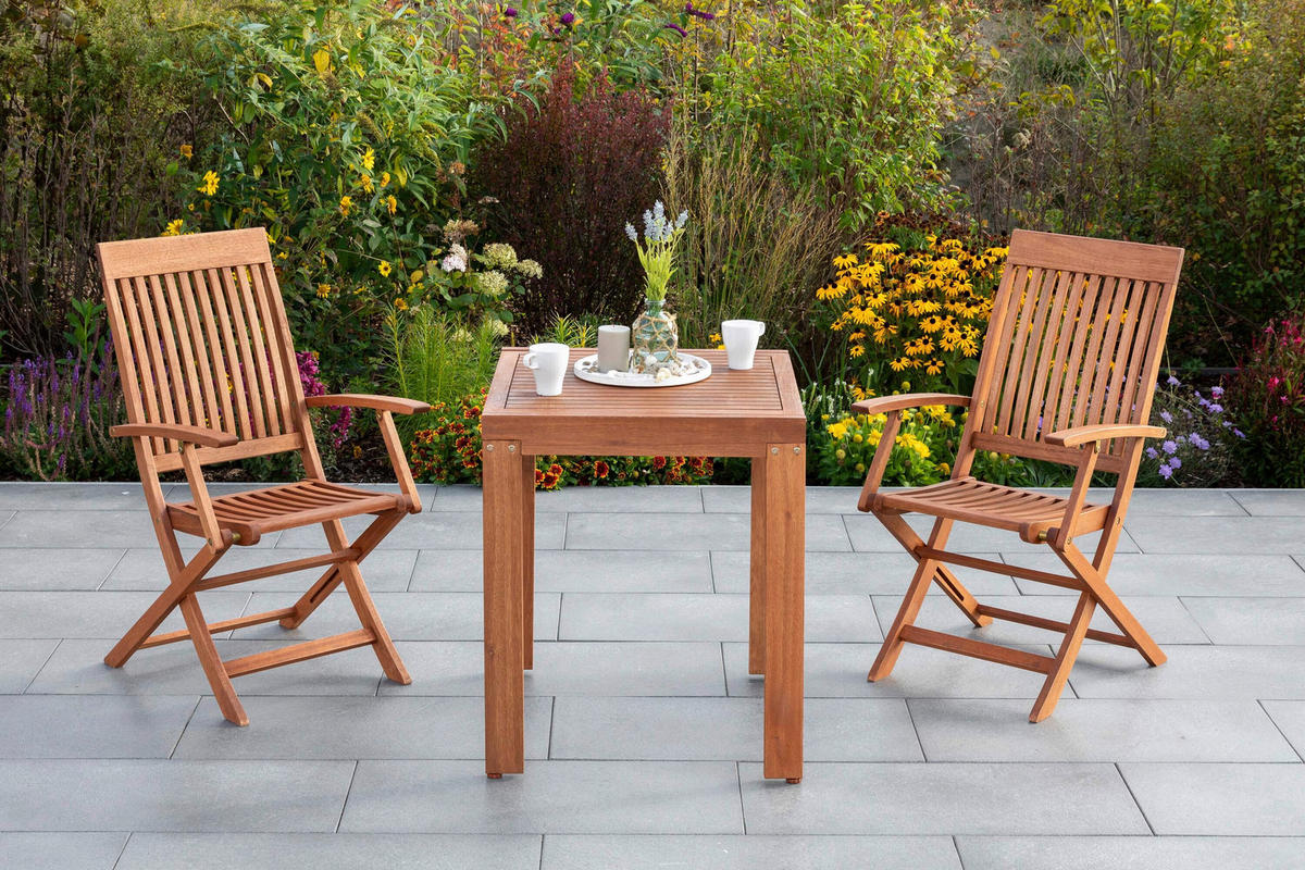 GARTENTISCHGRUPPE Eukalyptusholz Hartholz  - Eukalyptusholzfarben, KONVENTIONELL, Holz - Gardenson