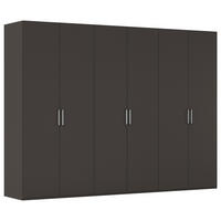 DREHTÜRENSCHRANK 301/223/61 cm,  in Graphitfarben, 6-türig  - Edelstahlfarben/Graphitfarben, Basics, Holzwerkstoff/Metall (301/223/61cm) - Novel