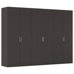 DREHTÜRENSCHRANK 301/223/61 cm,  in Graphitfarben, 6-türig  - Edelstahlfarben/Graphitfarben, Basics, Holzwerkstoff/Metall (301/223/61cm) - Novel