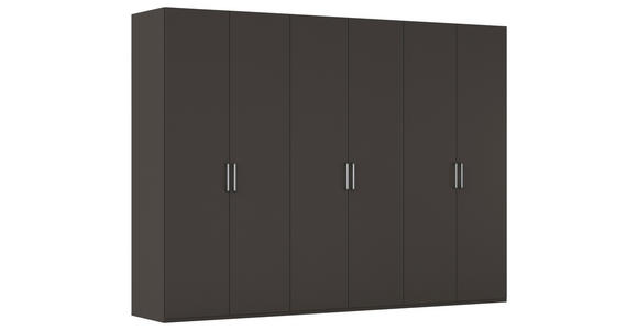 DREHTÜRENSCHRANK 301/223/61 cm,  in Graphitfarben, 6-türig  - Edelstahlfarben/Graphitfarben, Basics, Holzwerkstoff/Metall (301/223/61cm) - Novel